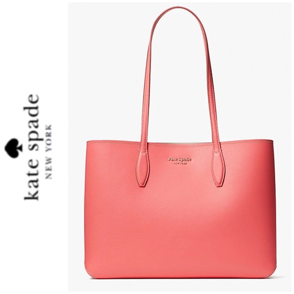 NWT Kate Spade leather tote and wristlet peach - Picture 3 of 8